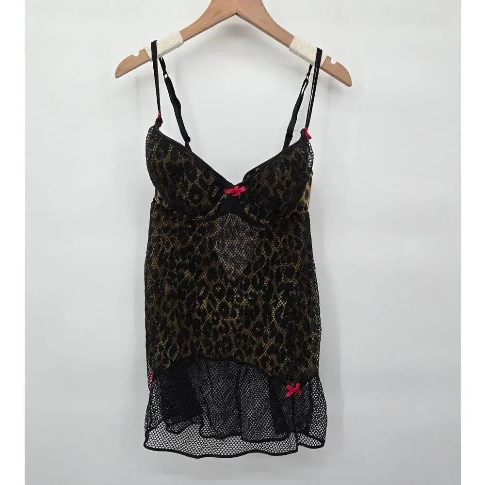 Victoria's Secret Y2K Animal Print Babydoll Mesh Size 36C Lingerie NWT
